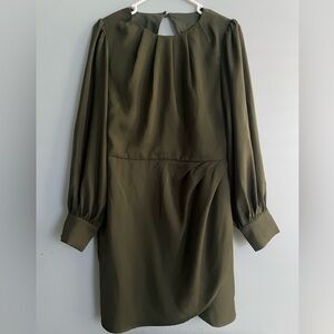 Adelyn Rae Olive Green Long Sleeve Cocktail Dress size Medium